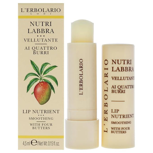 L'Erbolario Lip Nutrient - Smoothing Lip Stick with Four Butters - Softness and Suppleness for Lips - Moisturizing and Replenishing Lip Care - Lip Balm for Dry and Cracked Lips - 0.15 oz