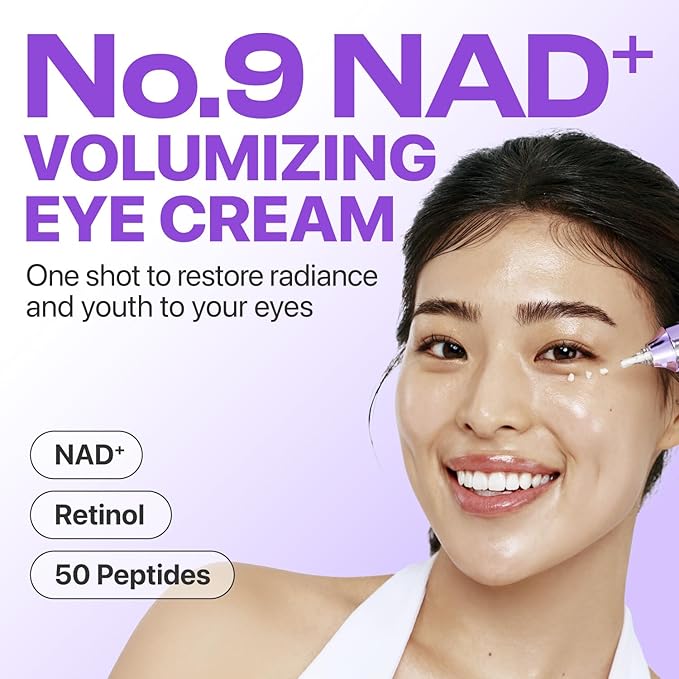 numbuzin No.9 NAD+ Retinol Eye Cream, Depuffing & Firming Eye Serum for Dark Circles, Wrinkles & Fine Lines, Peptides & Niacinamide for Glow & Undereye Radiance, Stocking Stuffers 0.33 fl oz