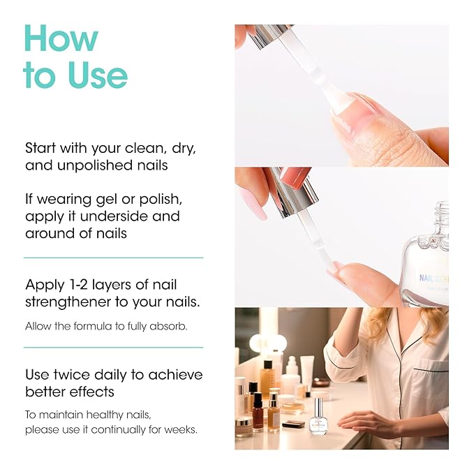 GELLEN Unscent Nail Strengthener, Pro Care 8-In-1 Air Dry Clear Nail Repair Growth Treatment for Weak Nails, Non-Polish, Strengthens & Protects Nails Growth Calcium Keratin Nourish 15ml