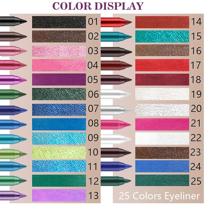 evpct 3Pcs Red & Ruby Red & Wine Red Gel Glitter Eyeliner Pencils Set for Women Waterproof Smudge Proof lapiz de ojos delineador de ojos contra el agua Eye Liner Makeup 14 17 18