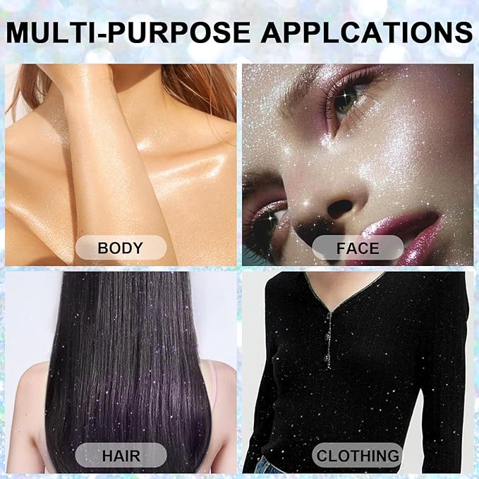 Hair and Body Glitter Spray, Holographic Glitter Highlighter Powder, Face Body Clothes Shiny Glitter, Loose Shimmer Hairspray Festival Rave Prom Accessories (Sparkling Pink)