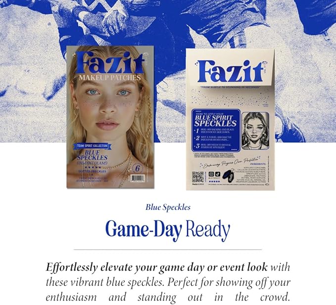 Fazit Makeup Patches - Blue Speckles - Glow Up Make-Up Patches - Cute Glitter Makeup Accessories for Women - Cosmetic Glitter for Face