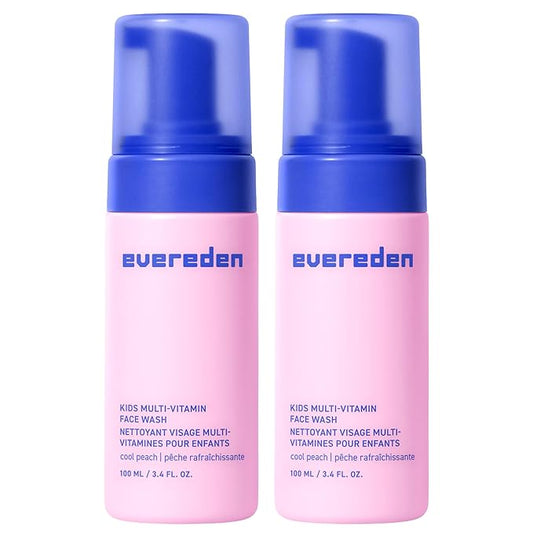 Evereden Kids Face Wash: Cool Peach, 3.4 fl oz. | Gentle Skin Care | Non-toxic and Clean Ingredients | Multi-Vitamin Skin Care for Kids | Pack of 2