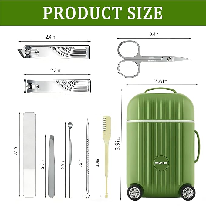 Nail Clippers, Men Women Personal Manicure Kit, Finger and Toe Nail Clippers Kit, Professional Manicure Pedicure Kit With Travel Case, Rollable Wheels, Nail Clippers Set Present for Men Women