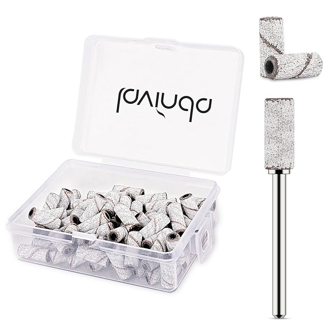 Lavinda Sanding Bands for Nail Drill with 3.1mm Mandrel Bit, 80 Piece Set Mini Small Sanding Bands Nail Drill Bits for Acrylic Nails Gel Manicures and Pedicures (120 Grit, Zebra)