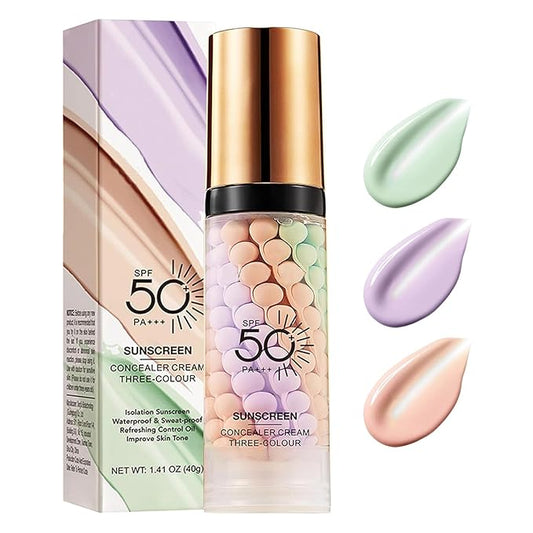 3 In 1 Primer for Face Before Makeup, Face Tinted Moisturizer Sunscreen Isolation Cream,SPF 50,One Step Color Corrector Primer, Makeup Primer Oil Control & Concealer Skin Tone Correcting,Radiance Skin