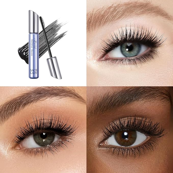SACE LADY Waterproof Mascara, All-in-Lash Mascara Volume and Length Eyelashes, Smudge-proof and Sweat-proof, Long Lasting Curl, Natrual Black Eye Makeup Christmas Gift for Women
