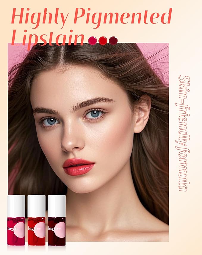 bayfree Lip Tint Stain Set, Lip Stain Long Lasting Lightweight Waterproof, Transfer-Proof, Non-sticky, Lip Makeup Matte Finish