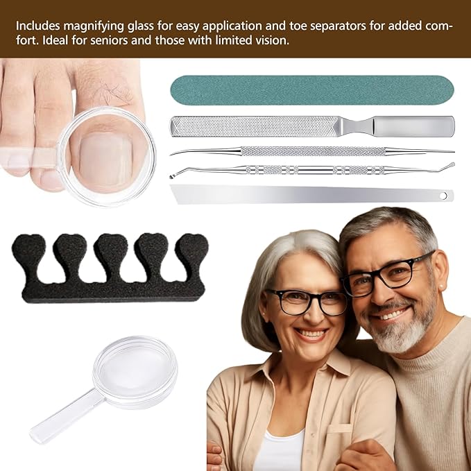 Ingrown Toenail Corrector Kit with Magnifier and Correction Strips, Professional Ingrown Toenail Treatment Tools Set, Safe and Effective Nail Care for Home Use