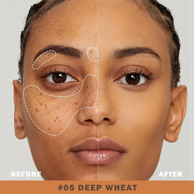 KYDA 2-in-1 Concealer Foundation Stick, Eraser Foundation Stick with Soft Brush, Creamy Smooth Base Makeup, Lightweight Brightening Contouring Concealer, Lasting Natural Matte Finish, Deep Wheat