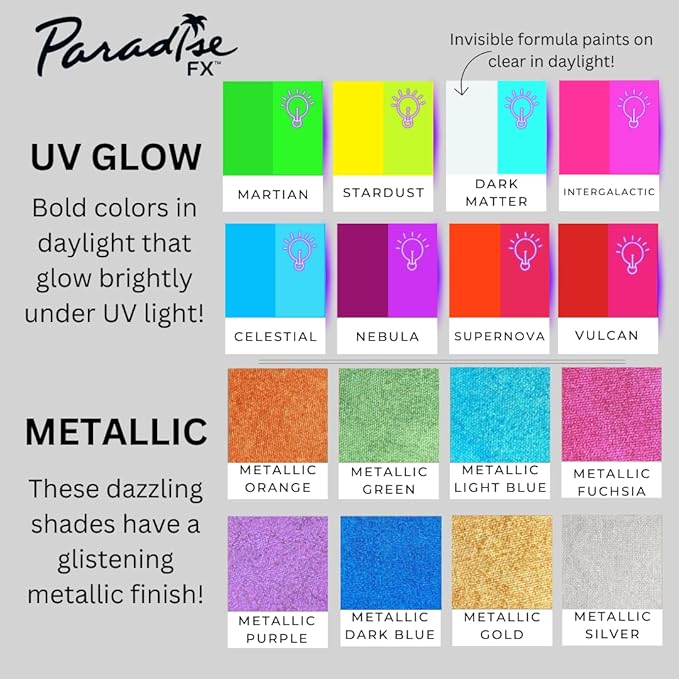 Mehron Paradise FX Metallics – Metallic Fuchsia 1.4 oz | Professional Water Activated Shimmering Metallic Paint for Raves, Costumes, Special Effects, Halloween, Stage, Screen, Theater & Cosplay FX