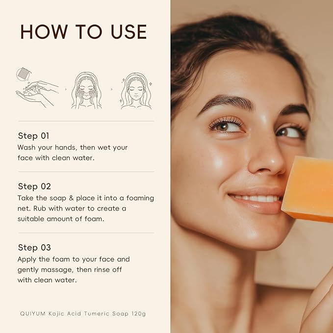 Kojic Acid Turmeric Soap, Dark Spot Remover for Face, Facial Skin Care Products, Even Skin Tone, Moisturizing & Nourishing, 3 Pack+ African Net Sponge, Christmas Gift Stocking Stuffers
