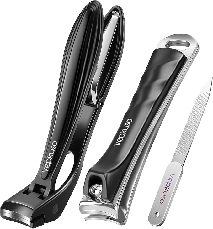 Vepkuso Toenail Clippers&Nail Clippers for Seniors Thick Nails - Professional Nail Clippers Set for Men/Women, Manicure Kit with Angled Head, Stainless Steel Toe Nail Cutter, Gift Idea
