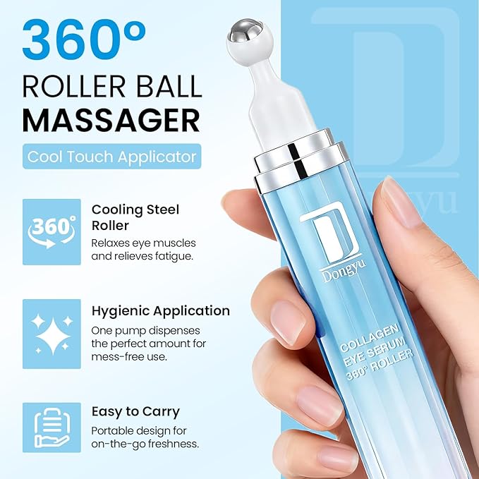 Dongyu Caffeine Under Eye Cream: Anti Aging Firming Collagen Eye Care - Puffy Eye Treatment for Beauty Enthusiasts Morning Night Daily Use (Light Blue)