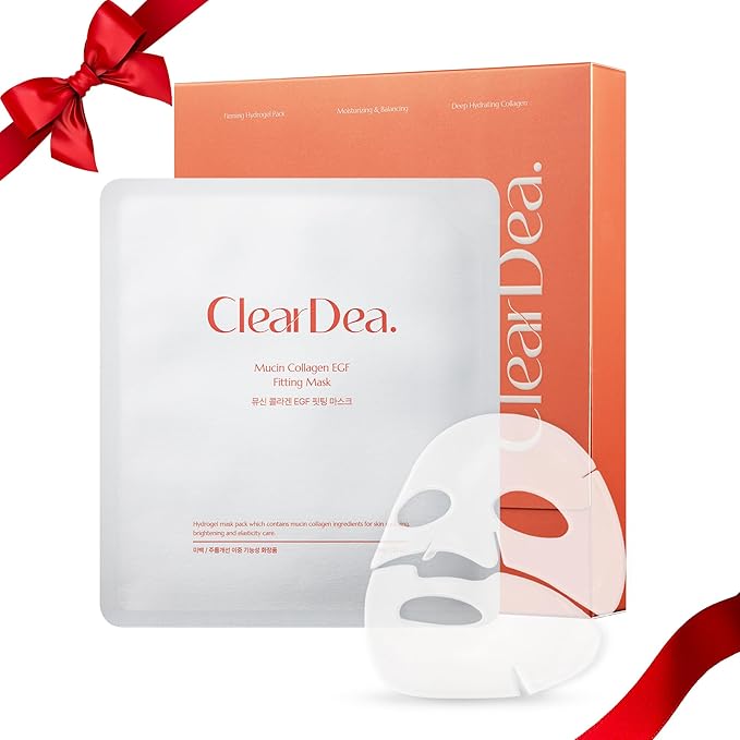 Mucin Collagen Peptide Hydrogel Mask (Plant Mucin & 7-Collagen Complex) – Hydrating & Firming Facial Sheet, 5 Pack – Korean Skincare Glow Essentials, Stocking Stuffer Gift