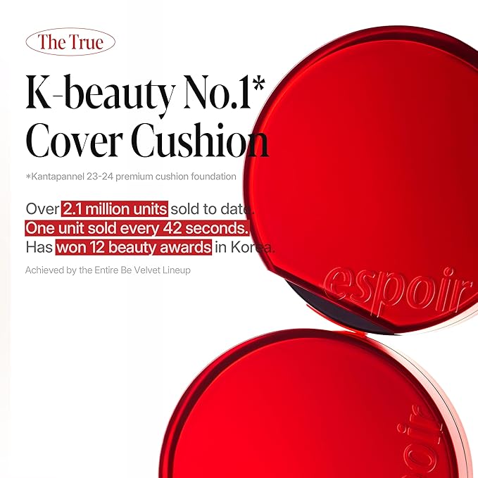 Espoir Be Velvet Cushion Foundation #31 Macchiato | Quick and Easy Coverage with Long-lasting Color by Zero Oxidation, Velvety Smooth Finish & Lightweight Formula, Vegan, Korean Makeup, 0.46 oz