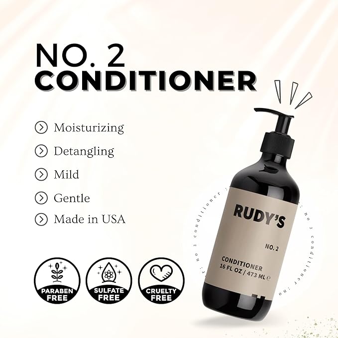 Rudy's No. 2 Conditioner - Repairs and Strengthens Hair - Natural Ingredients, Sulfate & Paraben Free (16 fl oz)