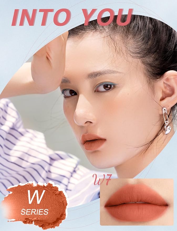 INTO YOU Matte Lipstick, Super Stay Lipstick for Women, Lip Stain Long Lasting Waterproof, Lip Mud Soft Lightweight, Smooth Lip Clay Mousse, Dual-Use For Lips And Cheek, Nude Lipstick (W7)