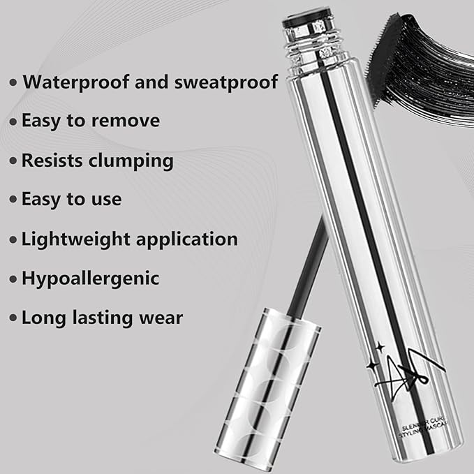 2Pack Black Mascara for Older Women 60 Plus, Prime Waterproof Volume and Length for Hypoallergenic Máscara with Long Lasting, Hypoallergenic, Lightweight for Sensitive Eyes, 01