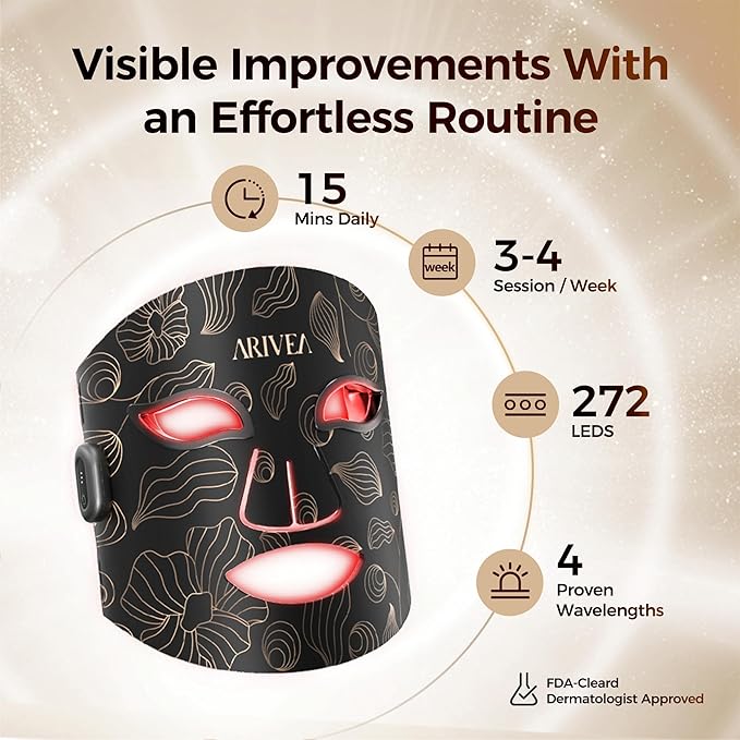 Red Light Therapy Mask for Face – Portable Wireless LED Face Mask with 3 Modes (Red, Blue, Infrared 850nm), Cordless Anti-Aging Light Therapy for Wrinkle Reduction, Acne Care & at-Home Skin