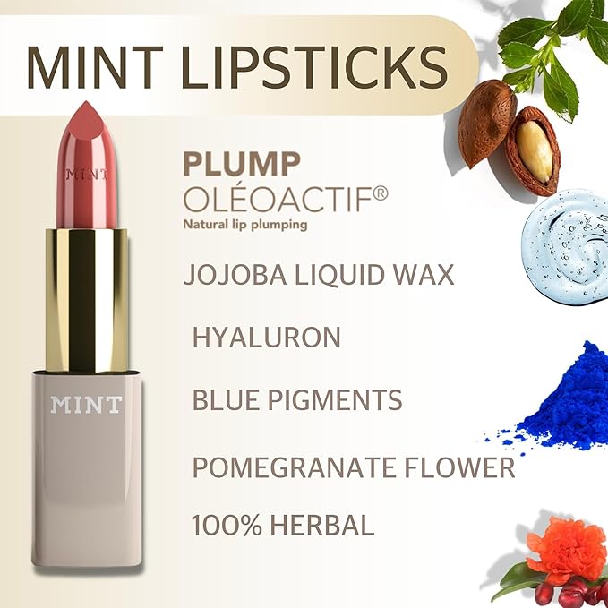 MINT Lipstick in NUDE ROSÉ - Optical Teeth Whitening Lipstick with Blue Pigments - Immediate Bright Smile Effect - Fuller Lips Effect with Hyaluronic Acid and Oléoactif Complex - By Dr. Mintcheva