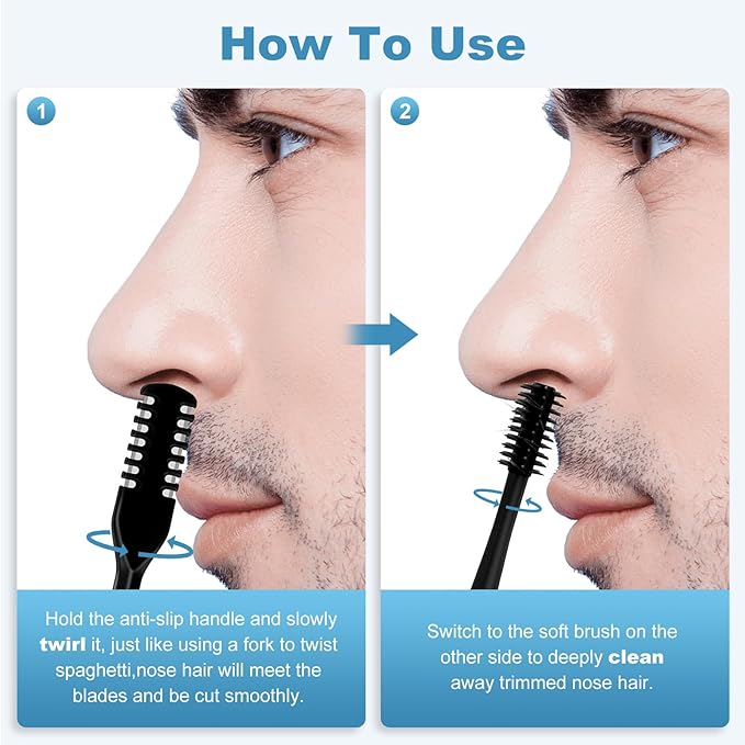 5PCS 2-in-1 Nasal Hair Cutter, Upgrade Manual Double Sided Nose Hair Trimmer Cutter for Women and Men 360°Rotating Nose Hair Remover Grooming Tool knife Razor Portable Nostril hair kit (Dark Green)