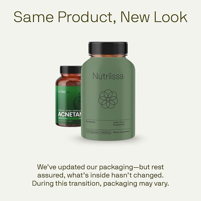Nutriissa ACNEtane - Hormonal & Cystic Acne Control with Pantothenic Acid & L-Carnitine - EPEB Certified for Purity & Potency - 120 Vegan Capsules
