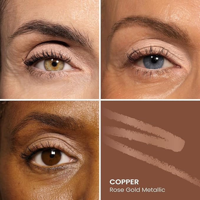 PRIME PROMETICS PrimeEyes Glide Eyeliner for Mature Women – Waterproof, Long-Stay and Mess-Proof – Gel Creme Texture, Discreet Sharpener and Effective Smudger (Copper Metallic)