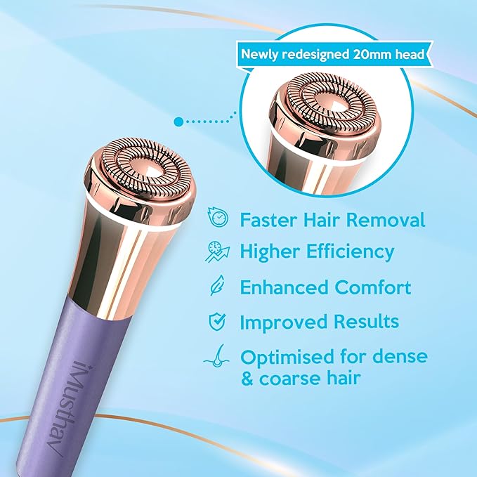 iMusthav Facial Hair Remover for Women | 18K Gold 20mm Dual Ring Head | 360° LED Light USB Rechargeable