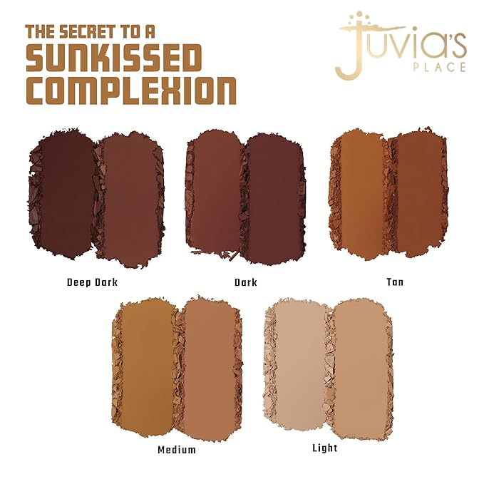 Juvia's Place Bronzed Duo Bronzer Light - Soft Matte, Contour, Bronzer Pressed Powder, Long-Wearing & Buildable Bronzing Powder - Suitable for Light to Fair Skin Tone