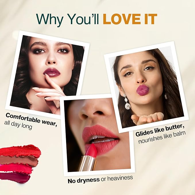 NOURISH MANTRA Creamy Matte Lipstick - Himalayan Mocha | Non-drying, Highly Pigmented | Matte Finish | Enriched with Castor Oil & Vitamin E | Lipstick for Women | 4 g