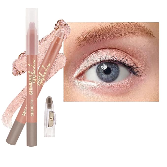 Rose Gold Eyeshadow Stick, Blendable Creamy Eye Brightener Stick, Waterproof Eyeshadow Pencil Long Lasting Crayon, Smooth Shimmer Eye Shadow Highlighter Eye Liner Makeup.#6 rose rold shimmer