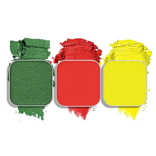 Christmas 3-Color Eyeshadow Trio – Festive Holly Red, Evergreen Green & Golden Yellow, Matte & Shimmer, Highly Pigmented Powder Refills for DIY Custom Magnetic Palette & Holiday Makeup