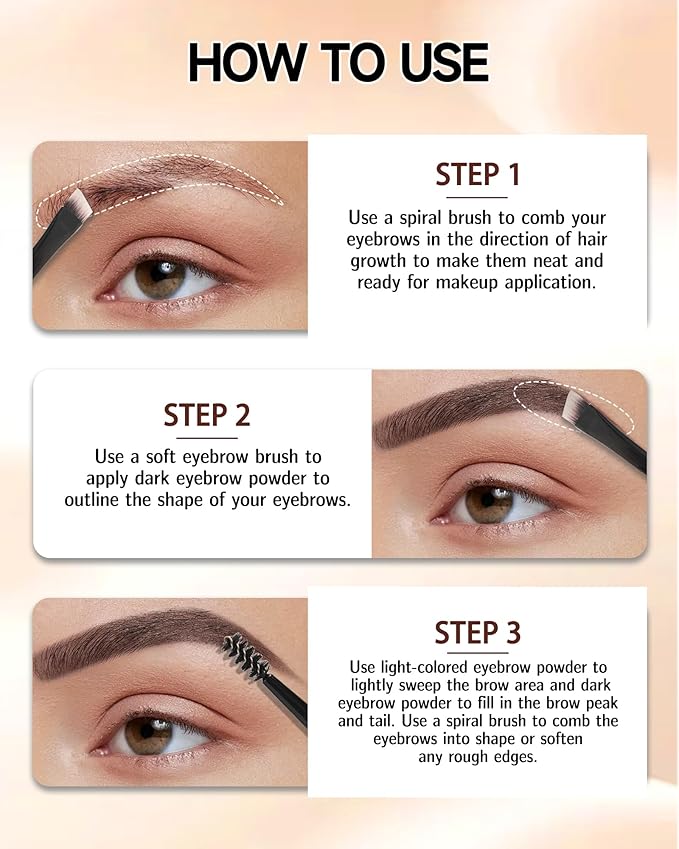 Eyebrow Powder Makeup Kit,2 Colors Waterproof Long Lasting Natural Brown/Grey Eye Brow Tinting Powder Palette,Professional Eyebrow Filler Contour Gifts for Women with Mirror Brow Brush & Razor-Set 02#