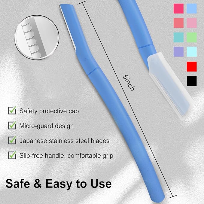 Dermaplane Razor, Face Razors for Women, Dermaplaning Tool with Microblades for Face, Gentle Facial Exfoliation, Peach Fuzz Removal and Eyebrow Shaping, Skin Care Tool for Smoother Skin, Navy