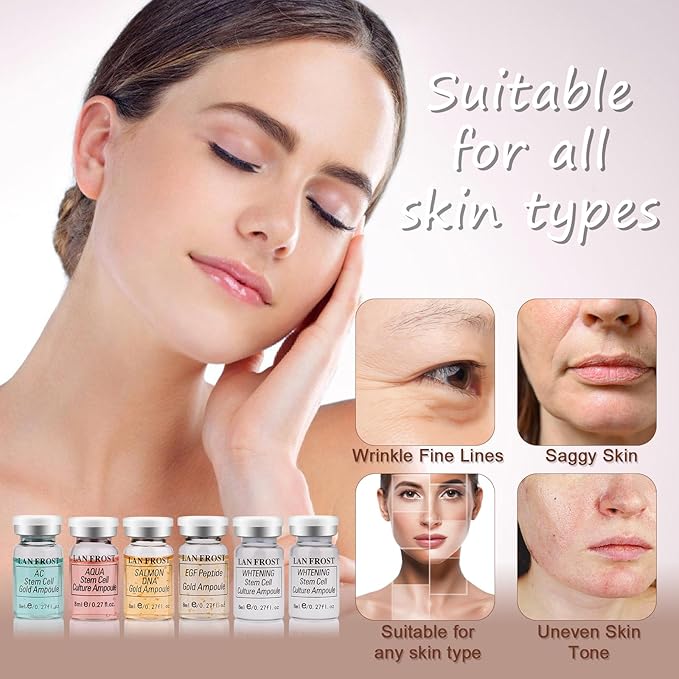 BB Facial Glow Starter Kit Hyaluronic Acid Serum Foundation Skincare Mix Kit 0.27oz Hyaluronic Ampoule and Essence Foundation, 12 Vial Pigment Skincare Kit with Serum