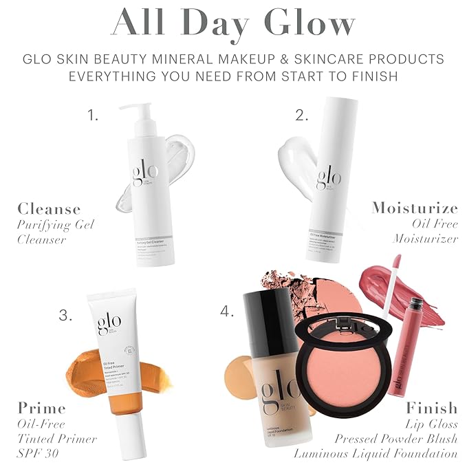 Glo Skin Beauty Luminous Liquid Mineral Foundation Makeup with SPF 18 (Linen) - Improves Uneven Skin Tone, Smooths & Corrects Imperfections, Sheer to Medium Coverage, Dewy Finish