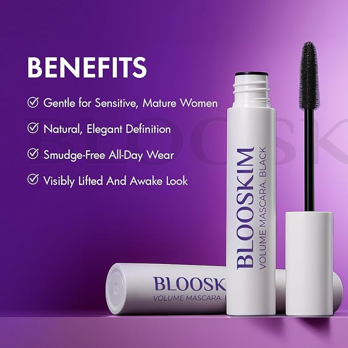 Mascara for Older Women 60 Plus: Black Prime Lash Mascara - Prime Mascaras for Mature Women Makeup - Hypoallergenic Non-Clumping Formula for Sensitive Eyes, 5.5g
