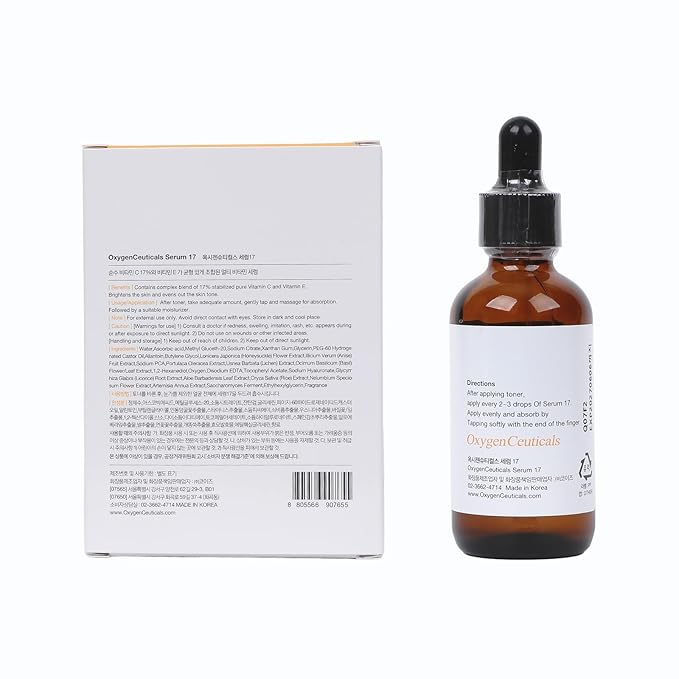 OxygenCeuticals Serum 17 – Pure Vitamin C 17% + Vitamin E Antioxidant Brightening Serum, High Potency Formula for Dark Spots, Uneven Tone & Radiance Boost. 1.69 fl.oz (50ml)