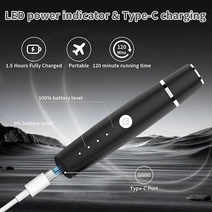 Erkot Nose Hair Trimmer for Men and Women, Eyebrow Trimmer, Electric Shaver Razor 3 in 1, Portable, Waterproof and Rechargeable for Ears, Face, Legs (Black)