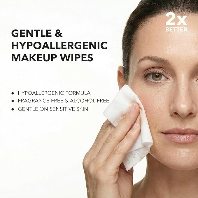 mivida Hypoallergenic Makeup Remover Wipes Individually Wrapped with Vitamin E, Alcohol Free, Fragrance Free Make up Remover Wipes for Face, Gentle for Sensitive Skin, Plant-Based 40 x 5 (total 200ct)