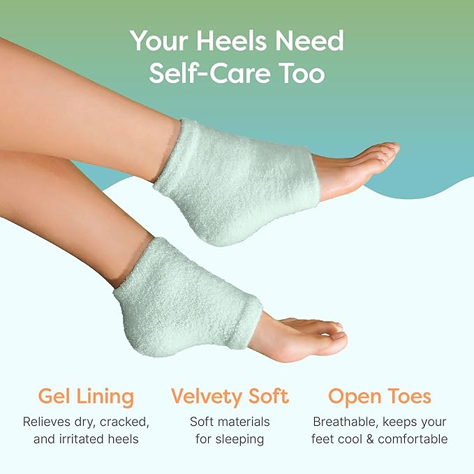 ZenToes Moisturizing Socks for Cracked Heel Treatment, Vitamin E, Olive Oil and Jojoba Oil Infused Heel Socks, Galentines Day Gifts, Self Care Gifts for Women (Fuzzy Mint Green, Regular)