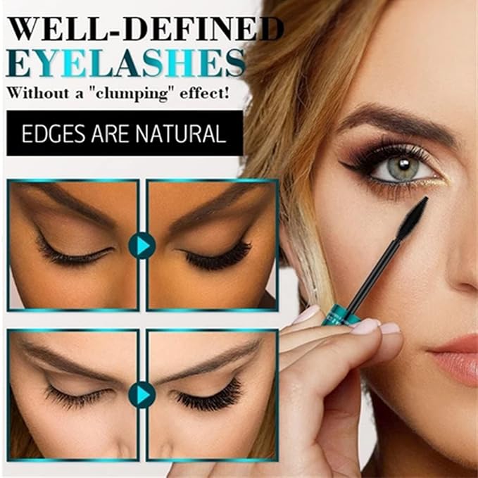 2 in 1 4D Silk Fiber Lashes 5x Longer Waterproof Mascara, No Clumping Long-lasting Black Mascara