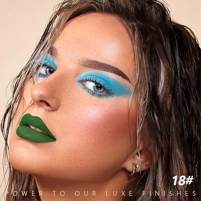 Sea Green Matte Lipstick - Pigmented Lip Crayon & Face Paint Stick for Women Everyday Halloween Birthday Party Wear, Younger-Looking Lip Makeup, Labial para fiesta de disfraces 18