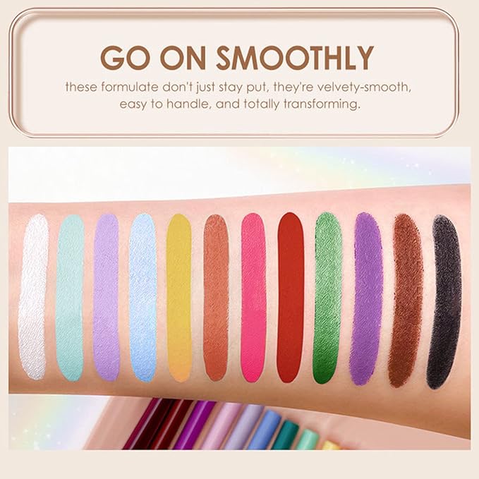 12 Colors Eyeliner Set - Matte Colored Gel Eyeliner Pencils, Waterproof, Smudge-Proof, Long-Lasting Gel Pencils - Natural Eye Liner for Older Women, lapiz de ojos delineador de ojos contra el agua