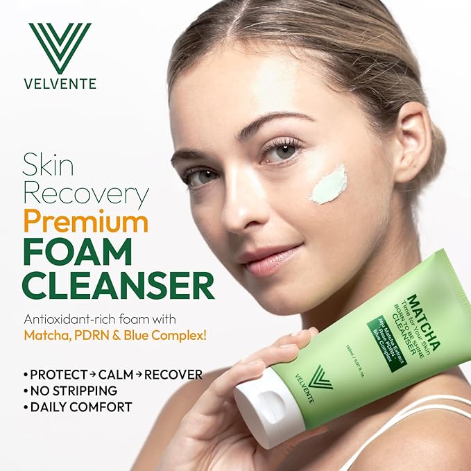 Matcha Gentle Cleanser Pore Refining, Rose PDRN Foam Wash for Redness Relief, Acne-Prone Skin Daily Cleanser, Green Tea Low-pH Soothing Face Wash, Sensitive Skin Friendly, Korean Skin Care