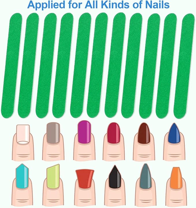 Mini Nail Files Bulk (100 Pcs), Double Sided Emery Board Nail File for Nature Nails, Manicure Tool Set Disposable Colorful Nail File for Home Salon Use Travel Size Men Women Kids Wood Board