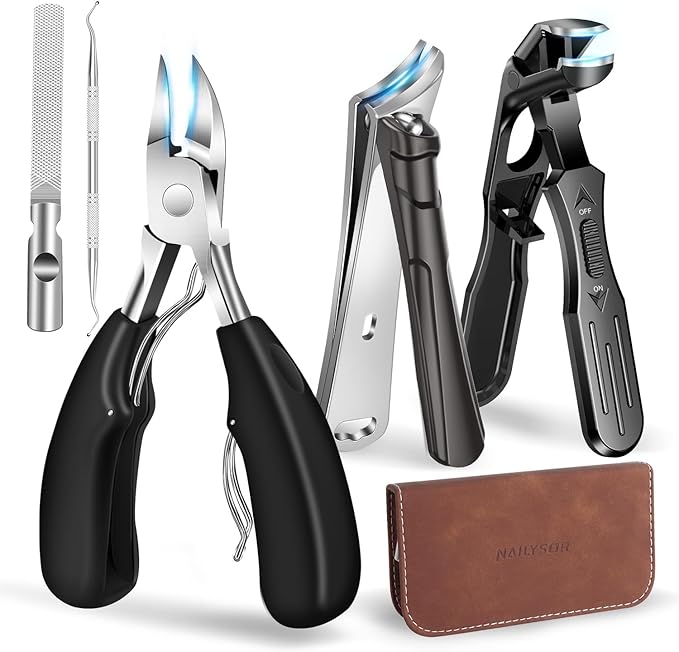 2026 Toenail Clippers for Thick Nails for Seniors, Nail Clippers for Men Angled Head, Toe Nail Clippers Slanted, Wide Jaw Opening with Catcher, Heavy Duty Ingrown Toenail Clippers Long Handle