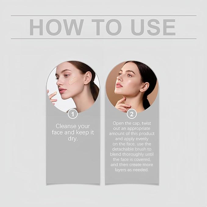 Color Changing Foundation Stick, Medium to Full Coverage Dewy Finish Base Makeup, Dual-Ended with Soft Brush for Flawless Look, Portable & Travel-Friendly (Natural)