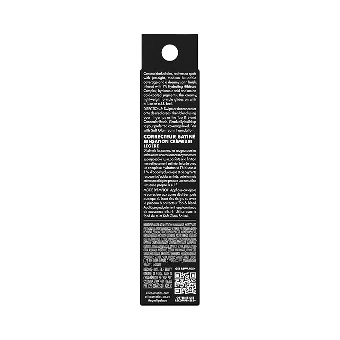 e.l.f. Soft Glam Satin Concealer, Medium Coverage For Blemishes & Under-Eye, Crease-Resistant, Long Lasting, Vegan & Cruelty-Free, 55 Deep Warm